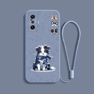 Casing POCO F4 GT 5G Redmi K50 gaming cartoon collie Bottom texture shockproof Softcase Liquid Silicone Protector Smooth phone case cover