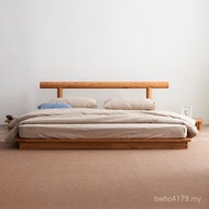Simple Bed Attic Bed loft loft Solid Wood Bed Table Log Japanese Style Cypress Tatami Floor Low Bed 