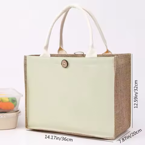 Bag with plastic coating, blank canvas bag, painted jute bag, hand-held jute bag, cotton and jute sh