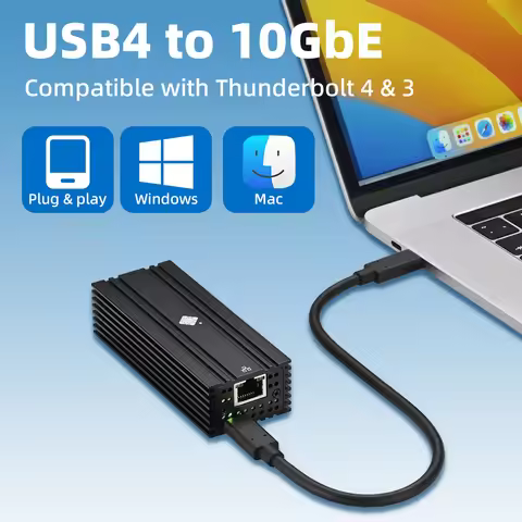 USB4 to 10Gbe Ethernet Compatible with Thunderbolt 4 and 3 Single Port RJ45 10GBASE-T Ethernet Suppo