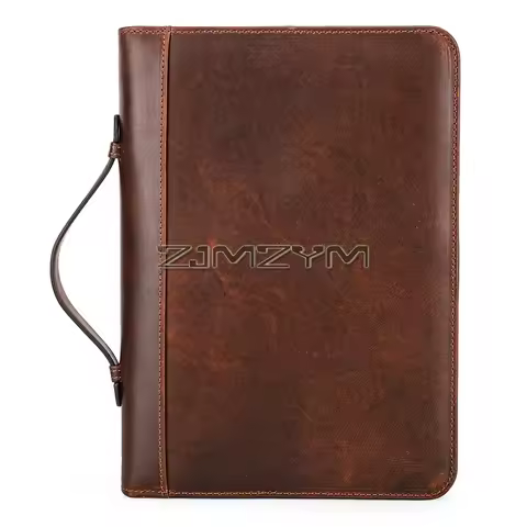 Bible Cover for Men, Zippered, A5 Notebook Cover, Leather Bible Book Protective Case Planner Cover w