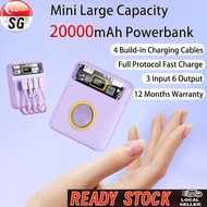 SG [Ready Stock] Mini Powerbank 20000mAh Charger Portable Latest Super Fast Charging Cartoon Design Built-in 4 Cables