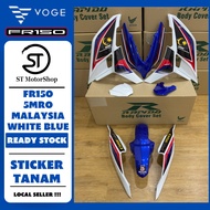 VOGE FR150 5MRO Malaysia White Blue Putih Biru RAPIDO Coverset Body Cover Fr150 Sticker Tanam Stripe