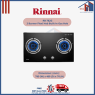 RINNAI RB-782G 2 Burner Flexi Hob Built-in Gas Hob Tempered Glass (Black) Top Plate