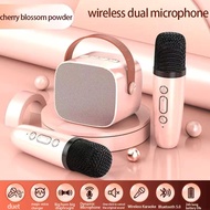 Mini Karaoke Machine Portable Wireless Bluetooth Speaker System With 2 Microphones All-in-One Family Ktv Speakers Set