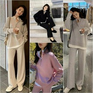 Vicky Airport Set ️ ️Knitted Long-Sleeved Shirt Long Pants Airpods Look Boarding Uniform Good Qualit