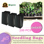 6x610 inches 100PCS PER PACK BLACK PLASTIC SEEDLING BAG WITH GUSSET / GUSSETED PLASTIC PLANTERS POLY