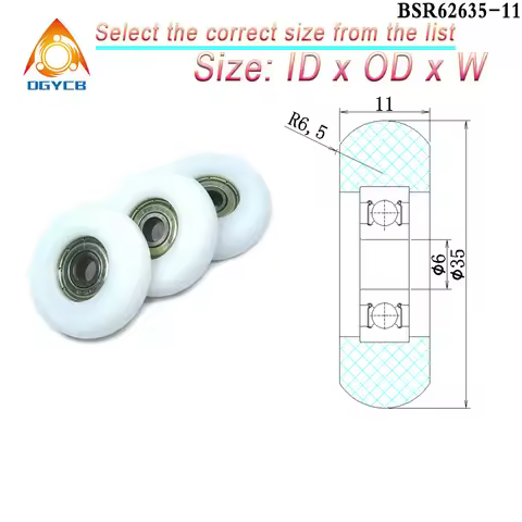 1pcs 6*35*11mm Rowing Machine Seat Rollers 6x35x11mm BSR62635-11 6mm Bore 35mm Diameter POM Coated R