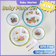 4 In 1 Baby Eating Set Plate+Spoon+Fork+Bowl For Baby Feeding Food Tableware Eating Set Training Set