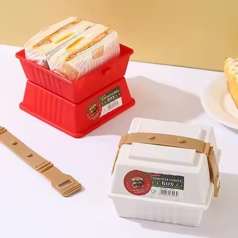 Reusable Burger Packaging Box With Lid No Odor Hamburger Container Portable Sandwich Snack Dessert B