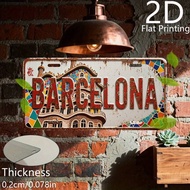 Vintage Spanish "BARCELONA" Gaudi Mosaic Building Scenery Aluminum Tin Sign Wall Art Decor for Catal