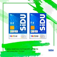 SiDU Photocopy Paper 75 GSM F4 and A4 HVS SIDU 75 GSM A4 and F4 1 Ream/