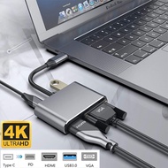 4 in 1 USB C HDMI Type c to HDMI 4K Adapter VGA USB3.0 Audio video Converter PD 87W Fast charger for