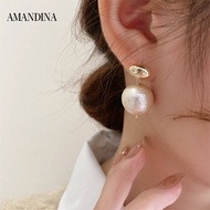 Amandina Luxe ต่างหูแฟชั่นสำหรับผู้หญิงวินเทจเกาหลีไข่มุกปลอมต่างหูเม็ดกลม