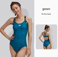 Arena ชุดว่ายน้ำชิ้นเดียวของผู้หญิงชุดว่ายน้ำสามเหลี่ยมแขนกุดแฟชั่นชุดว่ายน้ำชายหาดกีฬาลำลองฟิตเนสแห