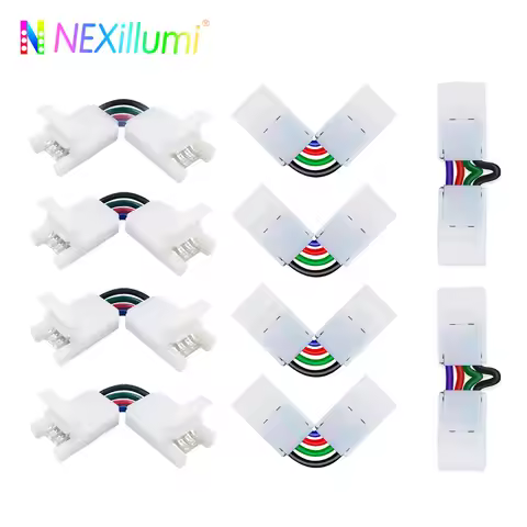 Nexillumi 10PCS L Shape 4-pin Connectors (90-180 Degrees) LED Strip Connectors for 10mm Width 5050 R