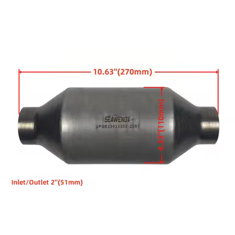 SEAWENOX EURO4 2''2.25''Inlet/Outlet Flow Universal Catalytic Converter With 600cpsi Ceramic Core Ea
