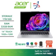 ACER SWIFT GO AI PC SFG14-74T-79EU 14" TOUCH LAPTOP ( CU7-255H 32GD5 1TBSSD / 14" TOUCH / WIN11H / O