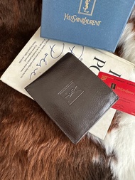 中古品 YSL 聖羅蘭 復古 深朱古力色 短銀包