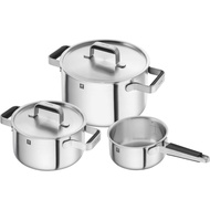 Zwilling Pure 3-Piece Stainless Steel Silver Pot Set