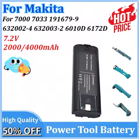 Newly upgraded 7.2V 2000/4000mAh Power Tools Replacement Battery for Makita 7000 7033 191679-9 63200