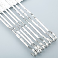 Wide BBQ Sticks Flat Fork Stainless Steel Barbecue Skewer Outdoor Camping Picnic BBQ Utensil Washabl