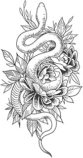 Temporary Tattoos,Snake Flower,Snake Tattoos,Resilience,Water-Resistant,Lasts 1-2 Weeks,Real Tattoo 