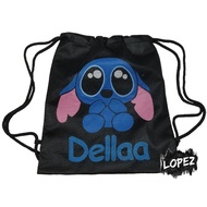 Stitch Mesh Bag Lilo And Stitch Drawstring Bag/ Sad Stitch String Bag Custom Image + Name Lopez