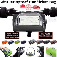 2in1 Rainproof Handlebar Bag Handphone Touch Screen Holder Bicycle Bike Pouch MTB Motorcycle Motorbike eBike eScooter