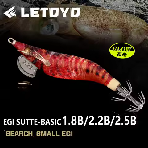 LETOYO NEW Squid Hook Wood Shrimp Bait EGI-OH F #2.0 #2.5 #3.0 #3.5 6.5g/10g/15g Squid bait with lum