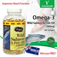 NZ Wyse Omega-3 Wild Salmon and Fish Oil 1000mg (300 Softgels) | Long Shelf Life! | HALAL