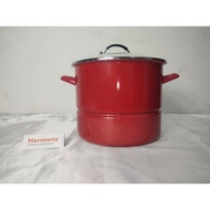 Stock Pot Steamer 16QT Enamel Steel Steamer with Thick Glass Lid, Export Quality