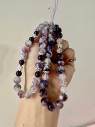 DIY 手機繩 天然水晶石10m羽毛瑩石紫水晶