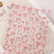 5d Pink Bow Stickers Nail Decoration Increase Beauty 5d Nail Stickers