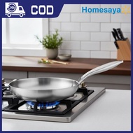 [Homesaya] Frying Pan 410 Stainless Steel Frying Pan Uncoated Fry Pan For Daily Cooking