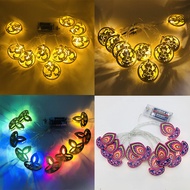 10 20 40 LED AUM OM Swastika Lakshmi Ganesha Indian Diwali Light Deepavali Decoration Diya Light Festival Decorative LED Lantern String Lights Golden Plated Iron Art Lamp