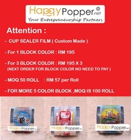 HAPPYPOPPER [ OWN LOGO FILM PRINTING ] Printing Sealer Film ( Custom Made ) ( PRE ORDER ) Plastic Fi