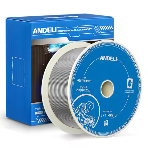 ANDELI Flux Cored Welding Wire 0.8/0.9mm 1KG Gasless Wires Carbon Steel Self-Shielded E71T-GS Solder