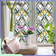 HOBBYHUB Lattice Window Film, Rainbow Pattern  Design Stained Glass Film,  Static Cling Non-Adhesive