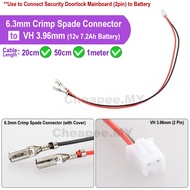 Security Door Mainboard (2 Pin) to Battery Cable | 6.3mm Crimp Spade Connector to VH3.96mm | Autogate Battery Cable