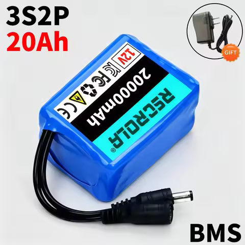 12.6V 18650 Lithium Battery Pack 3S2P, 10Ah-100Ah Super Large Capacity 12V Rechargeable Battery with