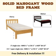 HUGO Mahogany Solid Wooden Single / Super Single Bed Frame