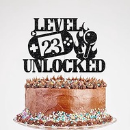 Level 23th Unlocked Cake Topper, Happy 23th Birthday Level Up Cake Decorations, Video Game Controlle