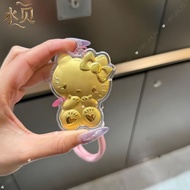 Shuibei 999 gold KT cat keychain cute cartoon mobile phone c水贝999黄金KT猫钥匙扣可爱卡通手机链女包包挂件车挂饰7.22bk