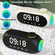 Portable Mini FM Radio Receiver Hifi Sound RGB Bluetooth Speaker with Clock Dual Alarm Clock Support Handsfree
