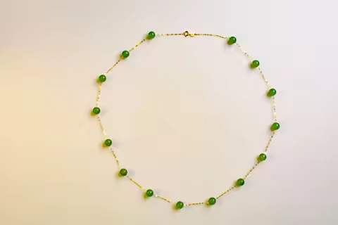 Pure 18K Gold Necklace Natural green agate Pendant AU750 Fine Jewelry Party Wedding Gift For Women X