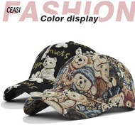CEASI Unisex-Teens Caps, Little Bear Print Bear Print Cute Bear Baseball Cap, Cotton Cartoon Duckbil