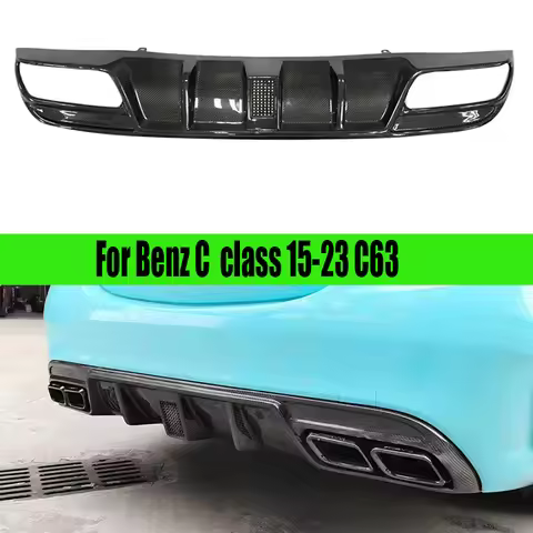 For Mercedes Benz C Class W205 C63 C43 4 doors Carbon Fiber Car Rear Bumper Diffuser Splitters Spoil