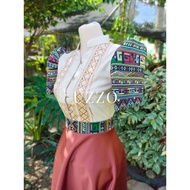 UZZO Modern Filipiniana Blouse Top Skirt Attire women Embroidery Patterned Dutchess Ethnic Dress