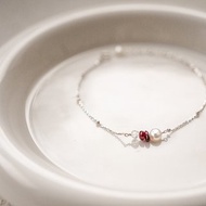 SV925 夏日小清新-紅 寶石細珠手鍊/腳鍊 珍珠 石榴石 赫基默鑽石